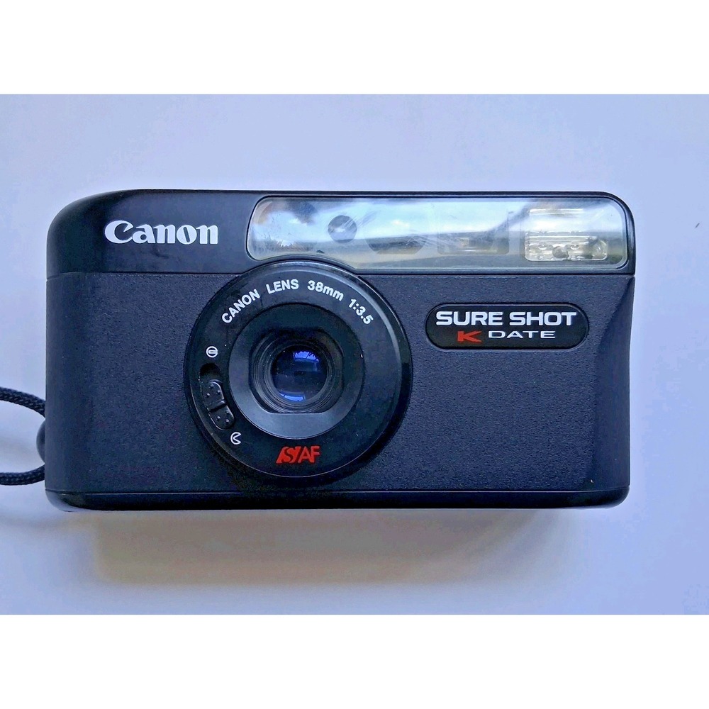 Canon Sure Shot K Date Black Built-In Flash Point & Shoot Film 35mm Camera